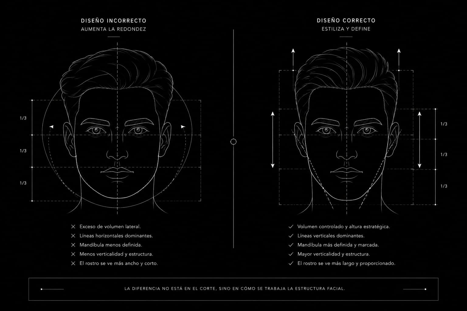 Diseño de corte para rostro redondo hombre Marbella
