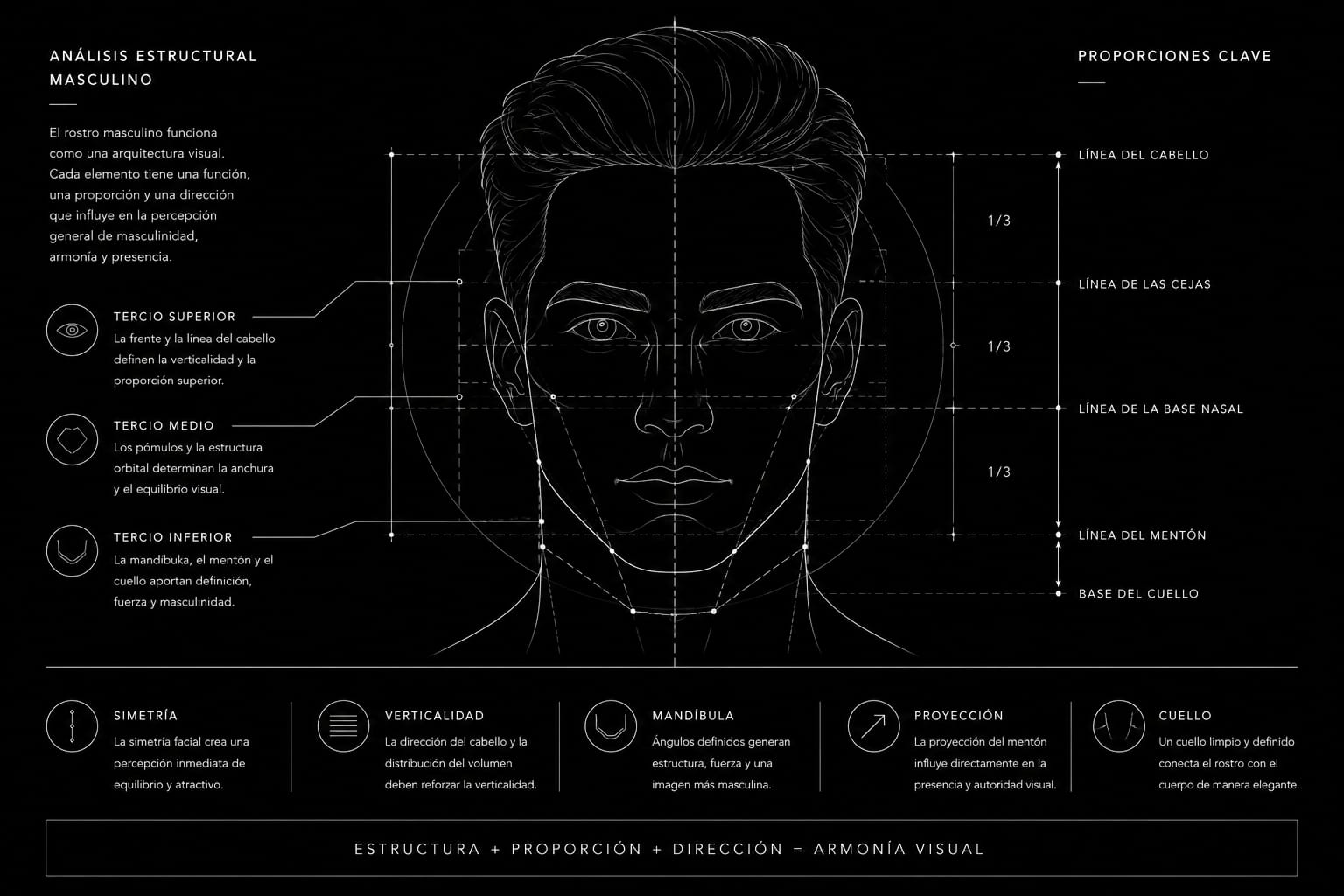 Visagismo masculino y proporciones faciales en Marbella